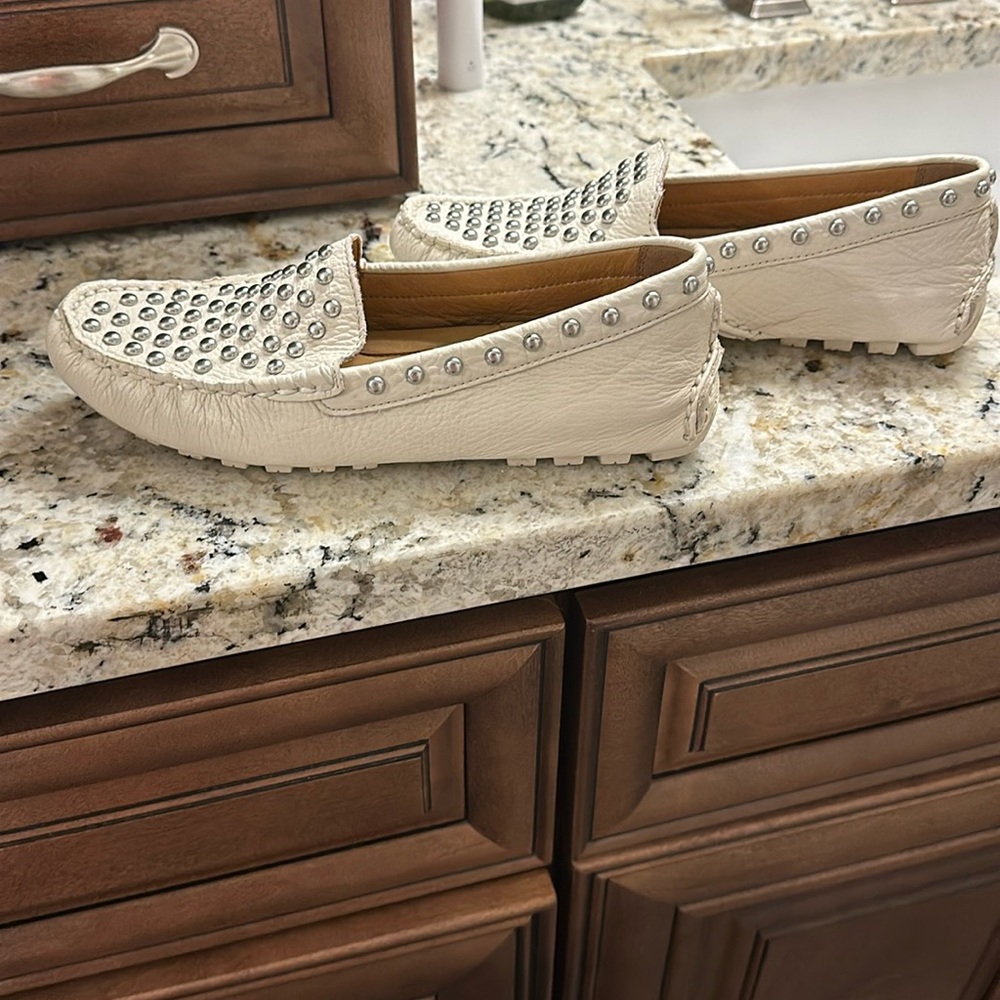 Coach White Leather Loafers